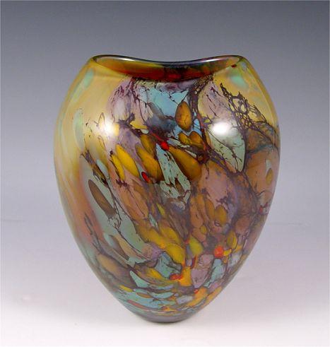 Appraisal: ART GLASS VASE BY PETER LAYTON Pinched mouth ovoid vase