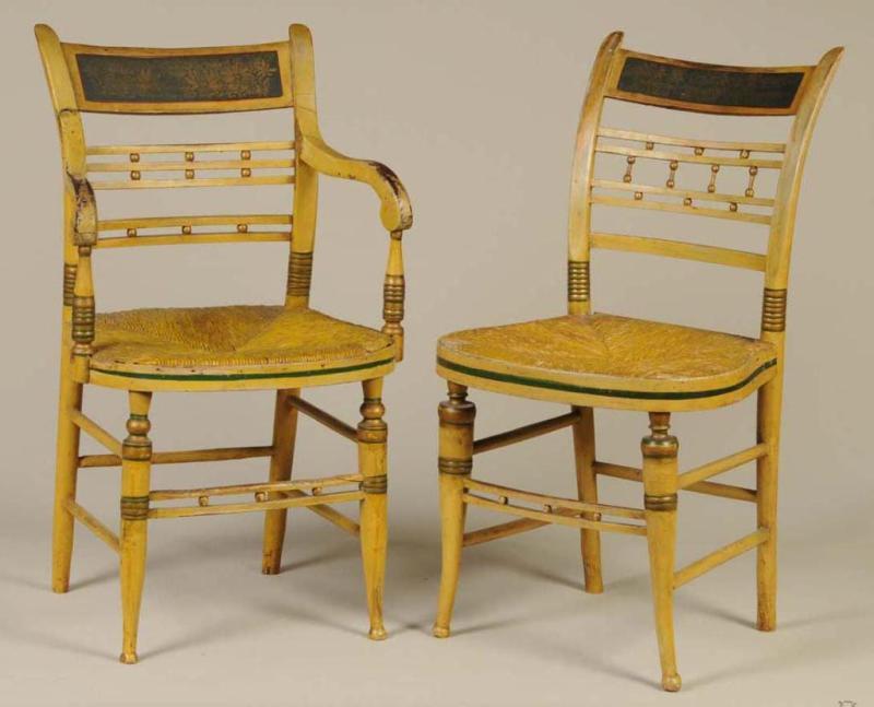 Appraisal: Lot of Painted Fancy Chairs Description Circa Comprising one side