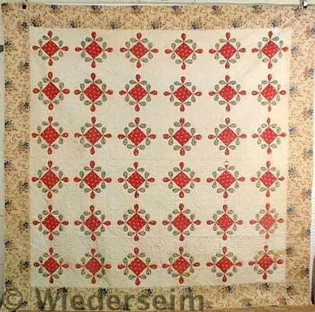 Appraisal: Swarthmore Pennsylvania appliqu and pieced quilt dated and signed verso