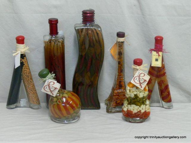 Appraisal: Decorator Vegetable Vinegar Art Bottle Set - Art for the