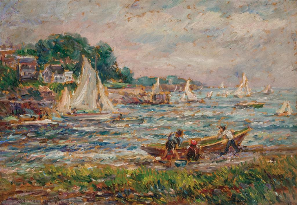 Appraisal: REYNOLDS BEAL American - Marblehead Shelling with William Acker oil