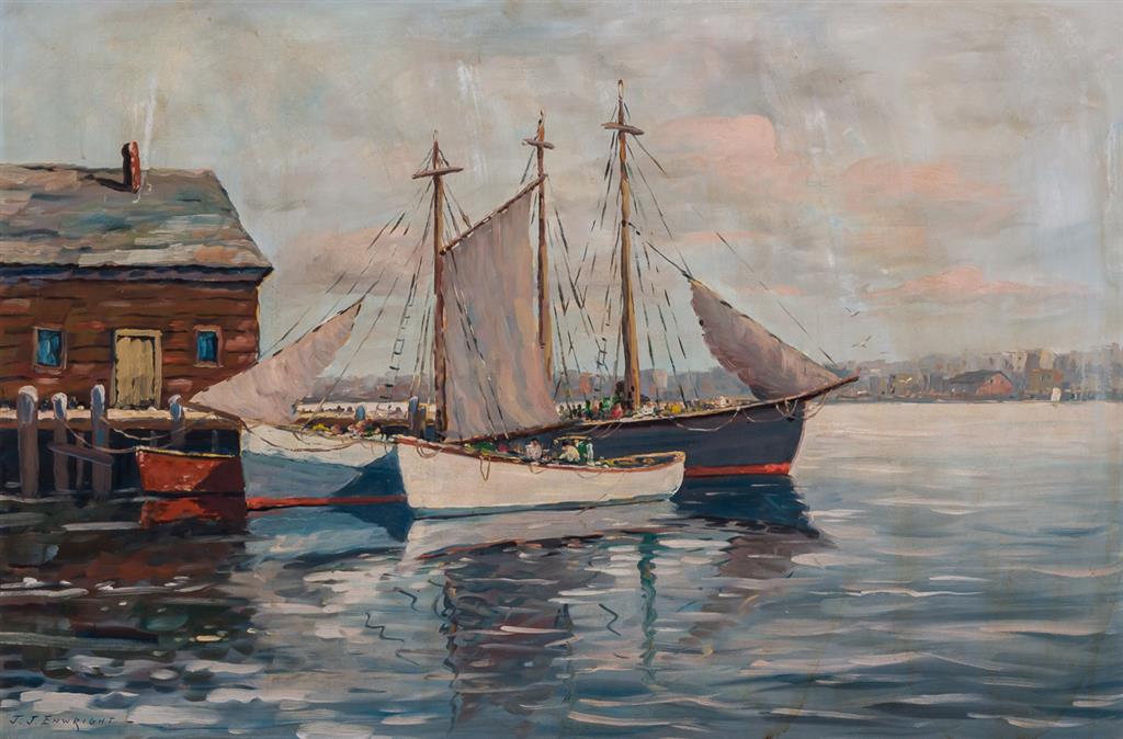 Appraisal: JOHN J ENWRIGHT American - Ships in Harbor oil on