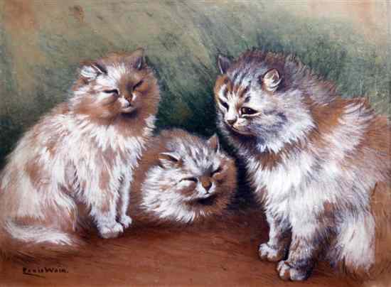 Appraisal: Louis Wain - coloured chalk pencil and watercolour Study of