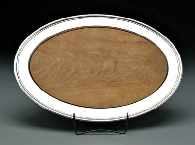 Appraisal: Tiffany sterling silver tray oval with stepped border removable wooden