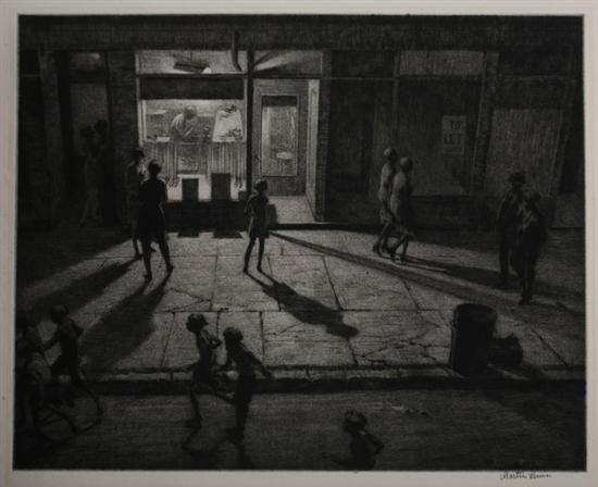 Appraisal: MARTIN LEWIS American - SPRING NIGHT GREENWICH VILLAGE signed in