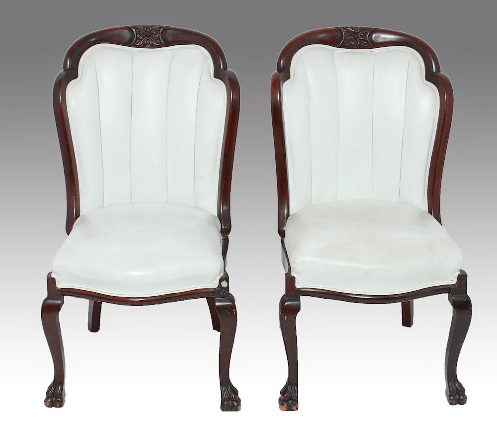 Appraisal: Carved Wood Boudoir Chairs c Pair Pair of carved wood