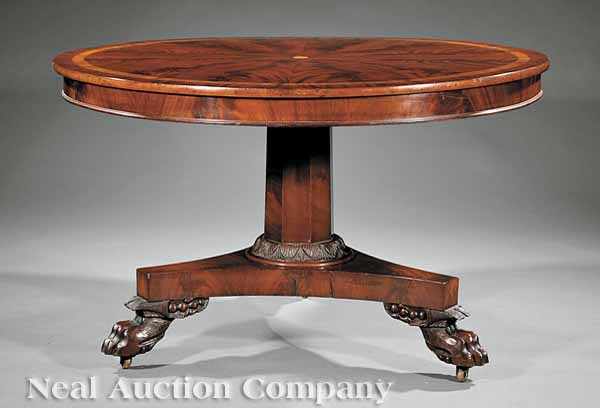 Appraisal: A Fine American Classical Inlaid Mahogany Table c attributed to