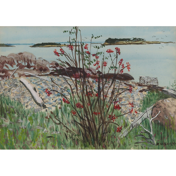 Appraisal: Malvin Marr Zsissly Albright Along the Shore c watercolor