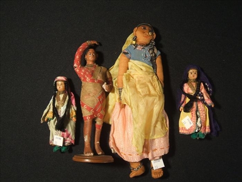 Appraisal: GROUP OF FOUR INDIAN GIRL DOLLS One rag two with