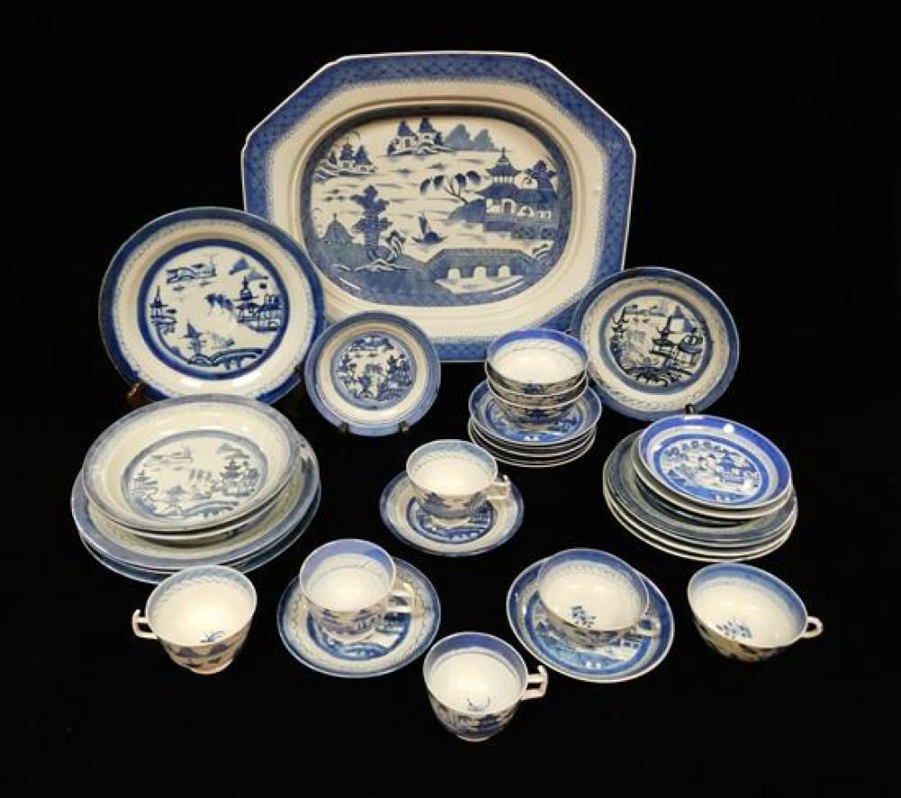 Appraisal: ASIAN Chinese Export Canton porcelain thirty pieces including two bowls