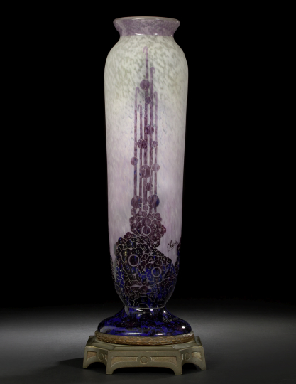 Appraisal: Fine Le Verre Francais Schneider and Charles Blue and Amethyst