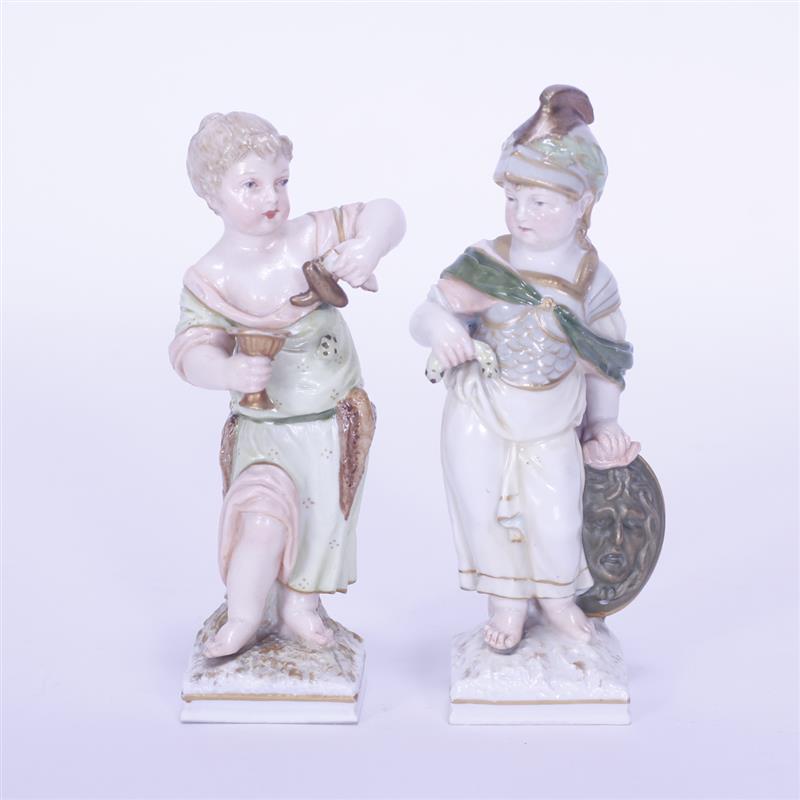 Appraisal: Two German KPM Porcelain Figurines in Greek soldier and Grecian