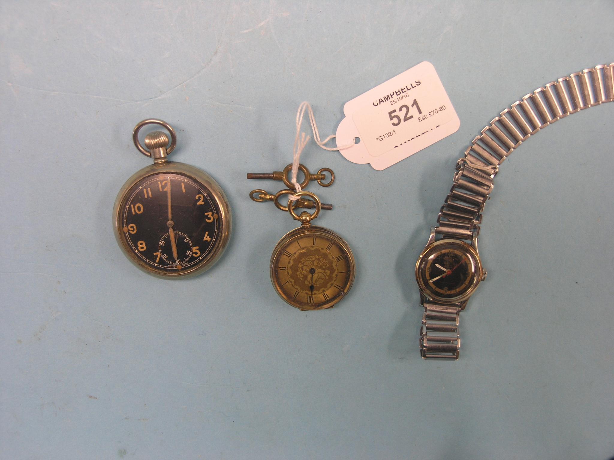 Appraisal: A small ct engraved gold pocket watch together with a