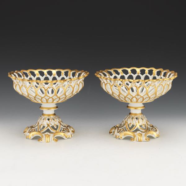 Appraisal: PAIR OF PARIS PORCELAIN RETICULATED COMPOTES x White with reticulated