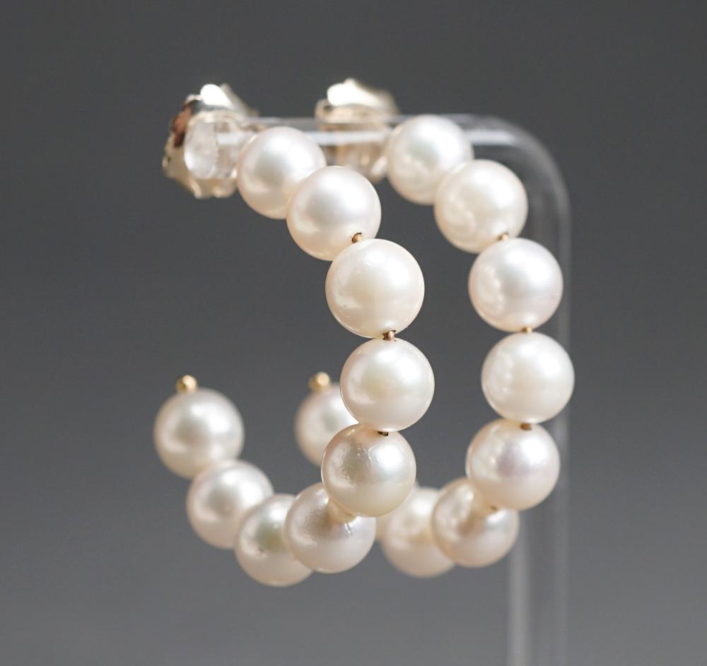 Appraisal: Pair of Pearl Pierced Earrings Pearls approx mm