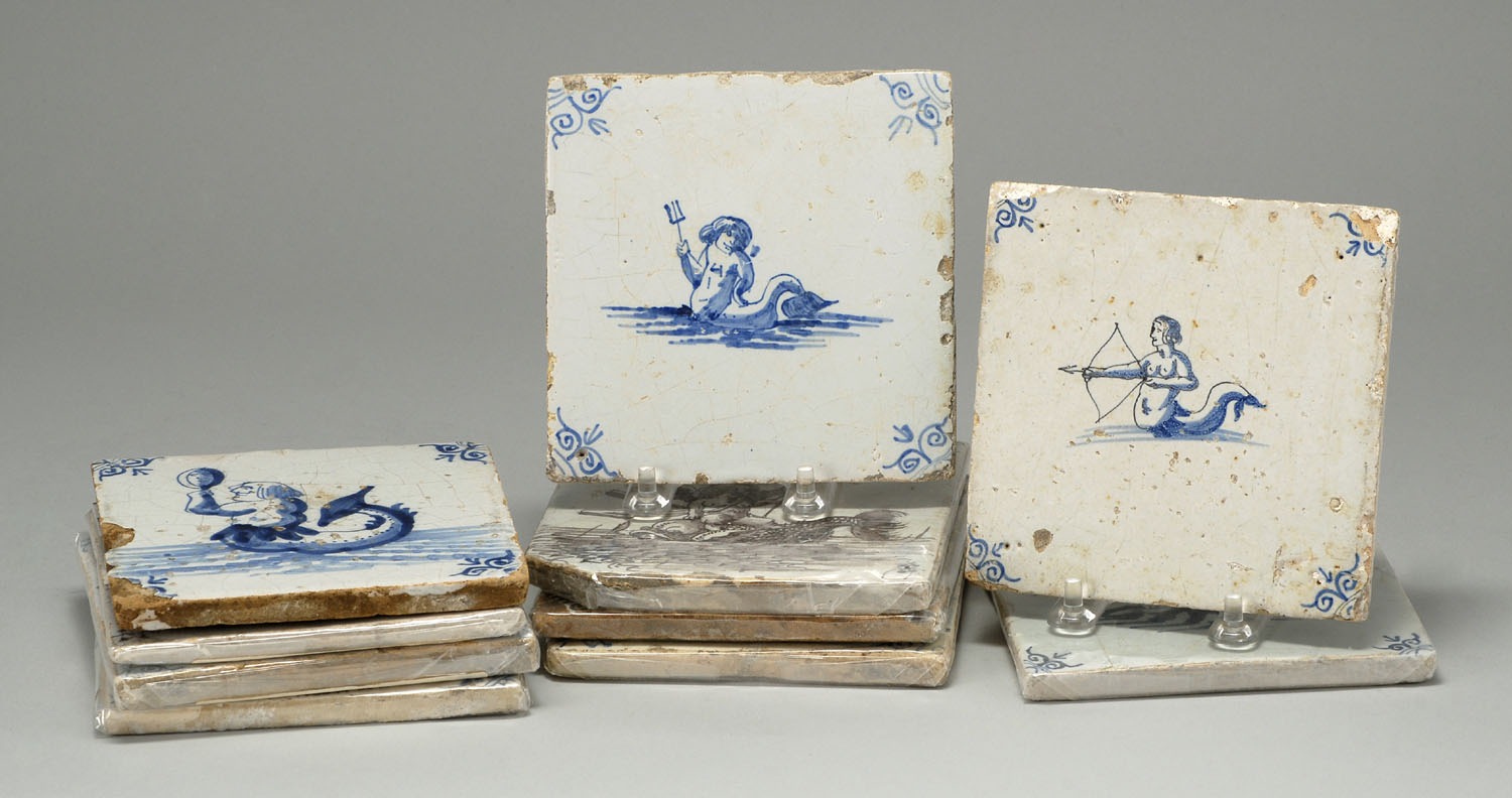 Appraisal: COLLECTION OF TEN DUTCH BLUE AND WHITE POTTERY TILES th