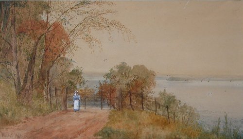 Appraisal: Artist Withan Walter Title Figures by Cottage and Woman by