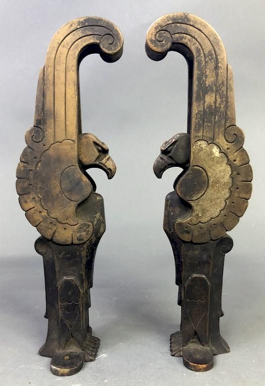 Appraisal: Pair of Bronze Art Deco Standing Eagles Pair of bronze