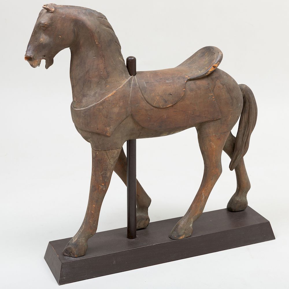 Appraisal: American Stained Wood Carousel Horse Now mounted on a base