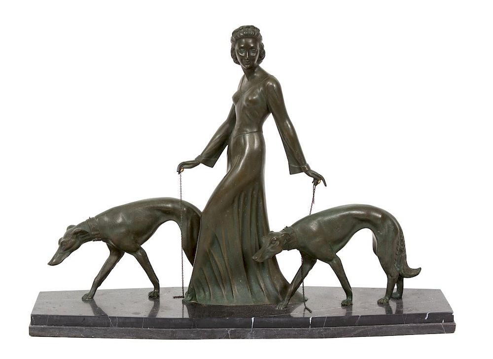 Appraisal: Salvatore Melani Italian - Woman with Greyhounds Salvatore Melani Italian