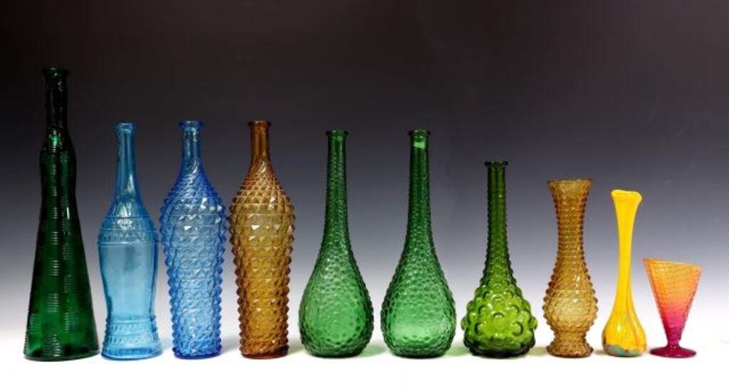 Appraisal: COLLECTION COLORED GLASS BOTTLES VASES lot of Collection colored glass