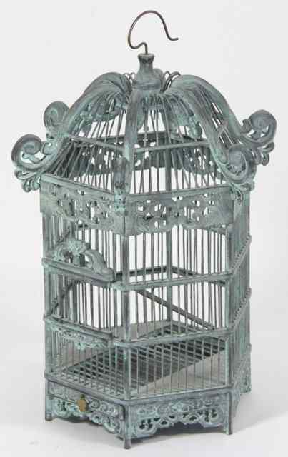 Appraisal: A Chinese carved and painted bird cage cm high