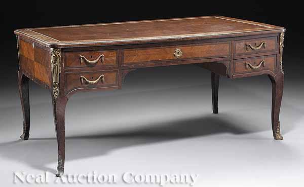 Appraisal: An Antique Louis XV-Style Parquetry Inlaid and Gilt Bronze-Mounted Bureau