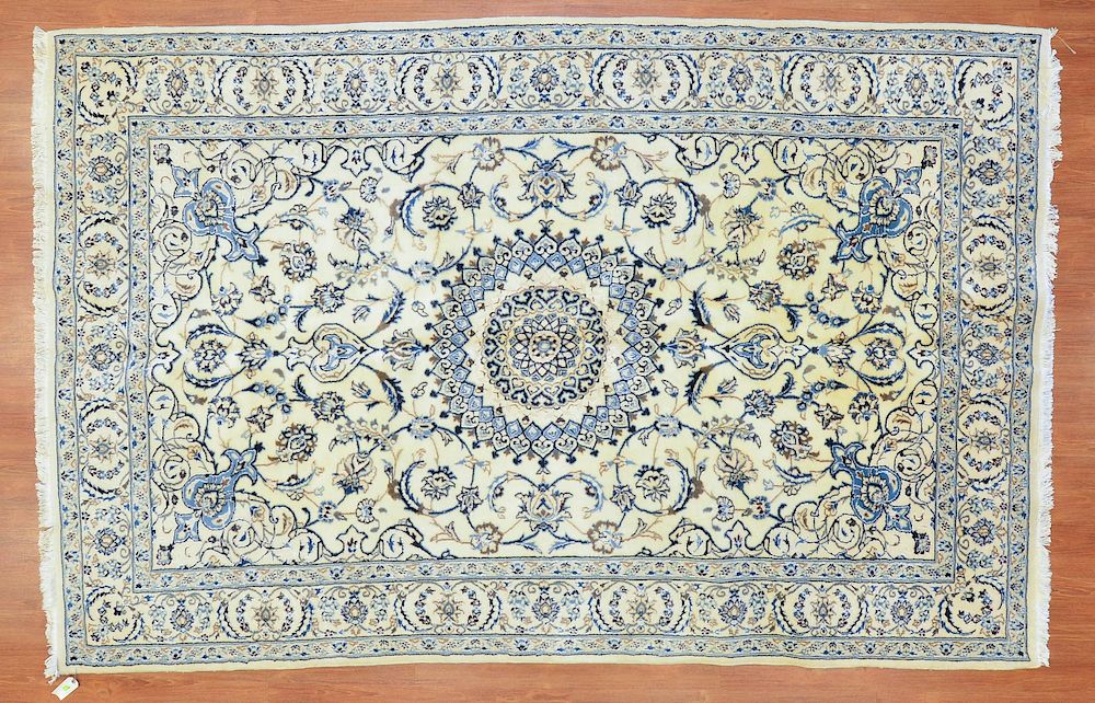 Appraisal: Persian Nain rug approx x Iran modern Condition Some stains