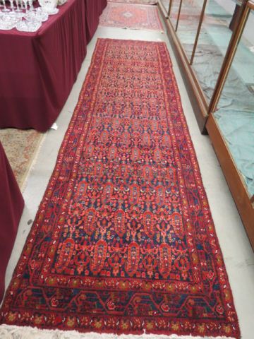 Appraisal: Malayer Persian Handmade Runner overall designs on deep blue field