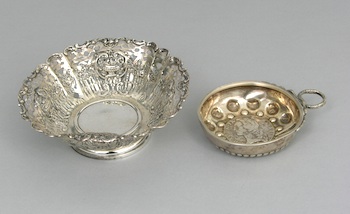 Appraisal: A Continental Silver Pierced Bowl and A Silver Tastevin with