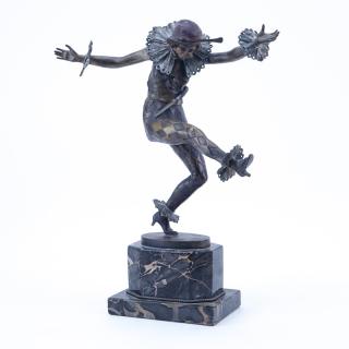 Appraisal: A Titze Austrian b Dancing Columbine Patinated Bronze Sculpture on