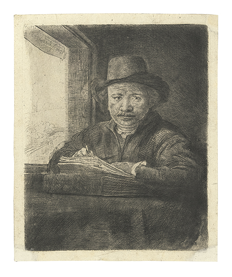 Appraisal: REMBRANDT VAN RIJN Self Portrait Drawing at a Window Etching