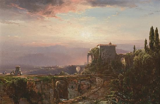 Appraisal: WILLIAM L SONNTAG American - Sunset Italy oil on canvas