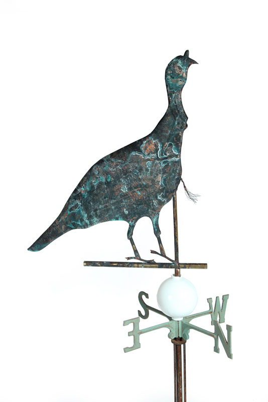 Appraisal: TURKEY WEATHERVANE American th century copper Full-bodied turkey with dark