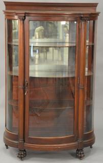 Appraisal: Victorian mahogany bowed glass china cabinet ht in wd in