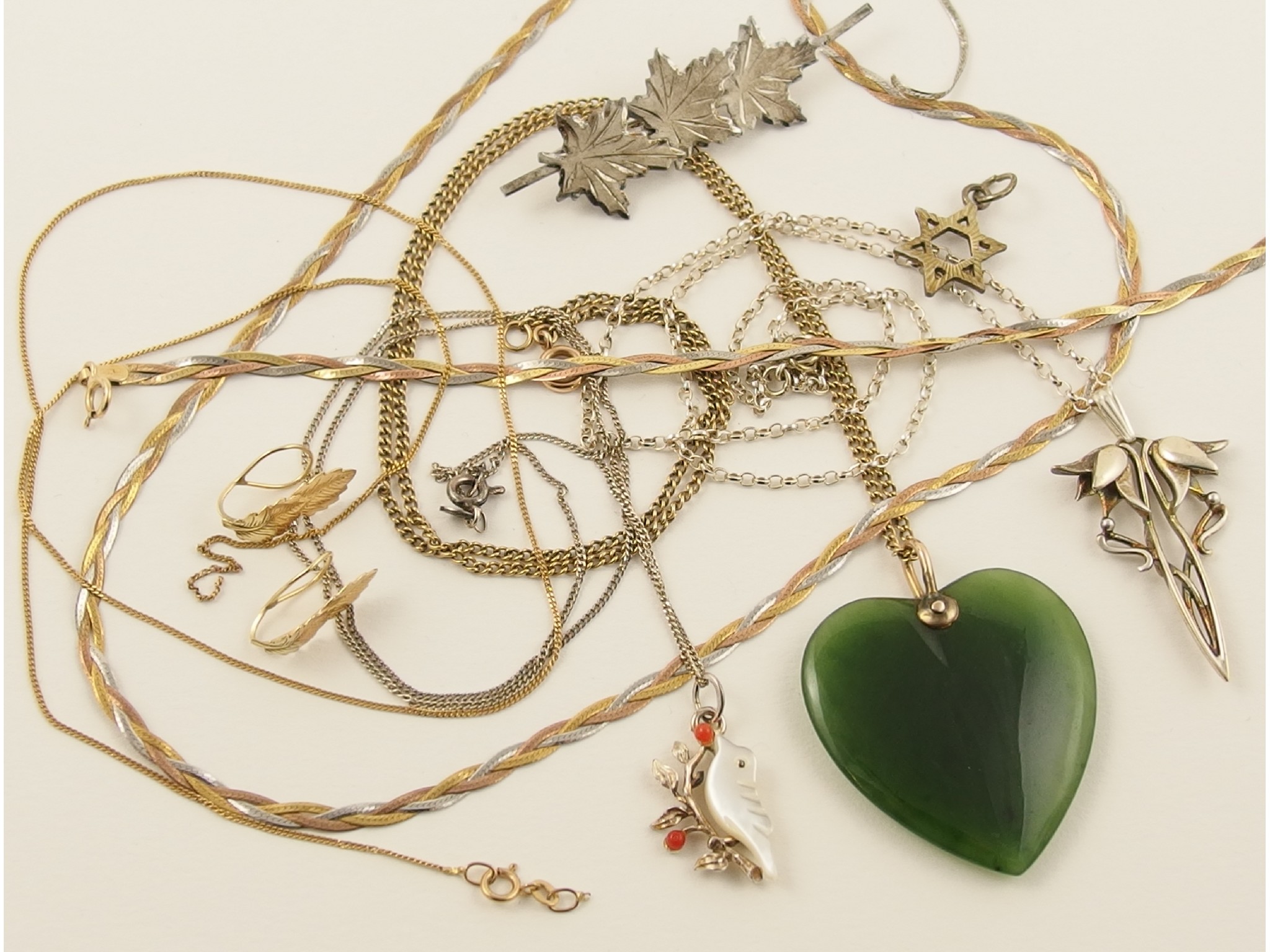 Appraisal: A collection of gold silver and costume jewellery to include