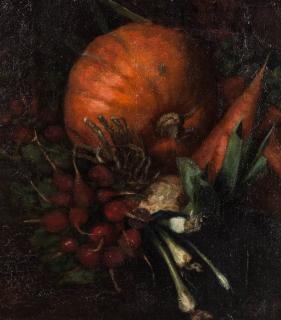 Appraisal: A TH CENTURY AMERICAN SCHOOL STILL LIFE WITH PUMPKIN An