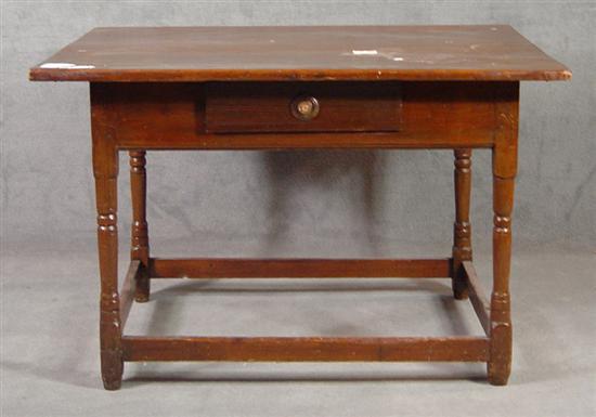 Appraisal: Pine Stretcher Base Tavern Table Late th Century Turned legs