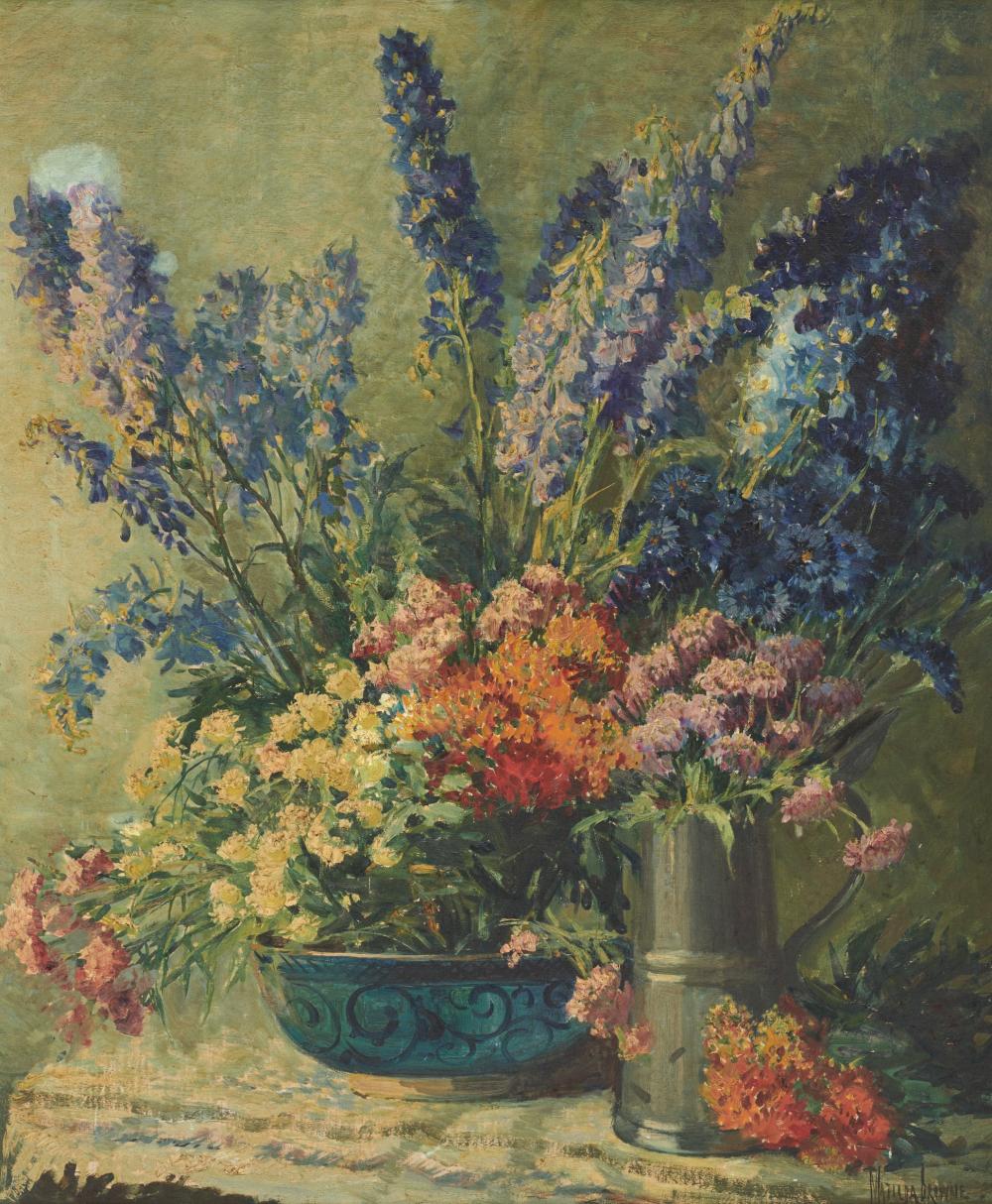 Appraisal: MATILDA BROWNE American - Still Life with Flowers oil on