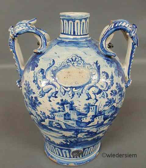 Appraisal: Large blue and white Italian water vessel probably th c