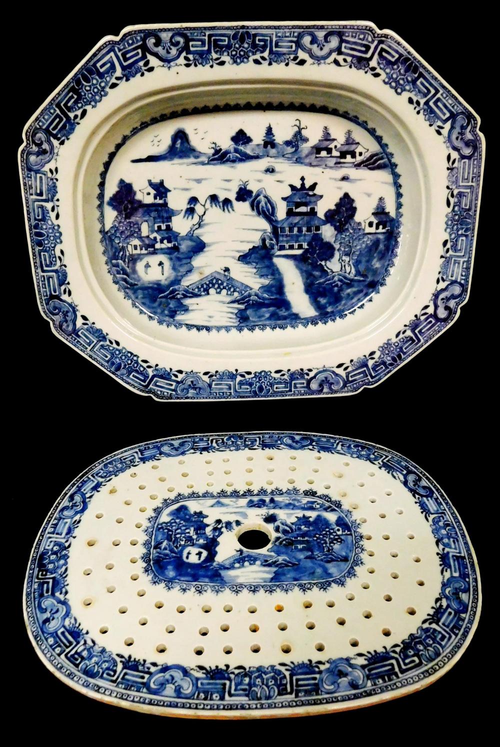 Appraisal: ASIAN Late th C Chinese Export blue and white serving