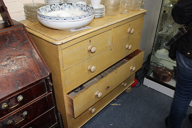 Appraisal: A LATE VICTORIAN PAINTED PINE CHEST of two short and