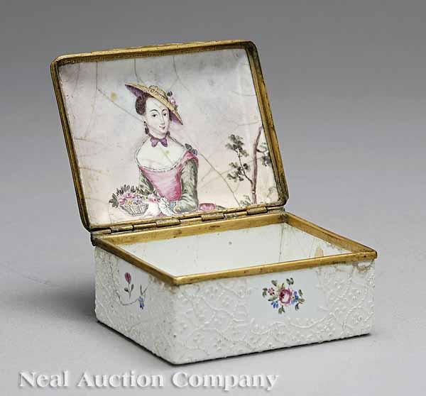 Appraisal: An Antique Battersea Bilston Type Enamel Box mid- th c