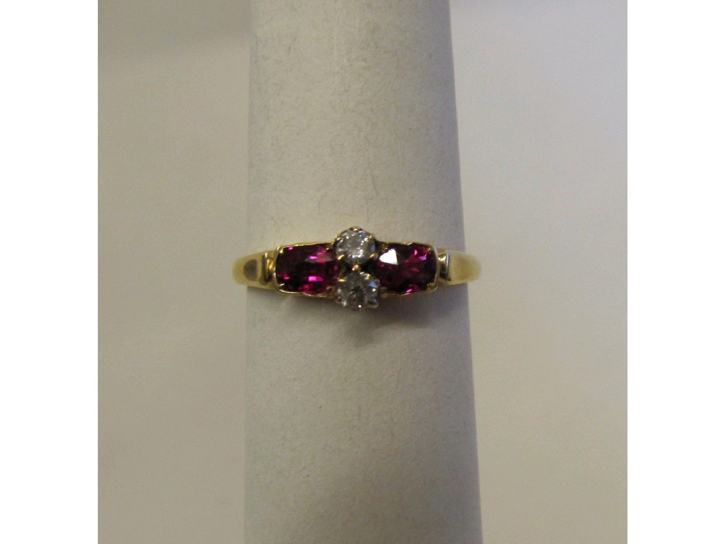 Appraisal: Edwardian gold ruby and diamond four stone ring