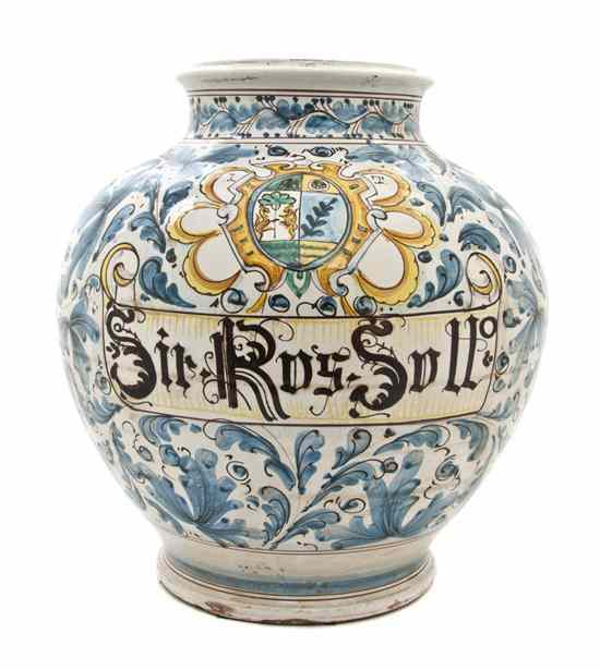 Appraisal: An Italian Faience Vase of baluster form with a crest