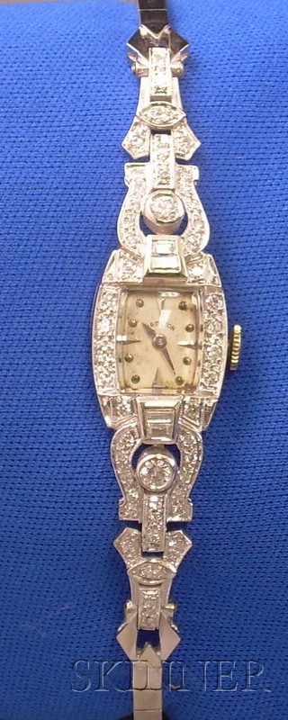 Appraisal: Lady's kt White Gold and Diamond Hamilton Wristwatch containing forty-six