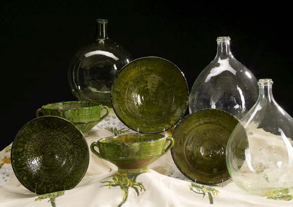 Appraisal: Large French Provincial Blown Grass-Green Spherical Wine Bottle first quarter