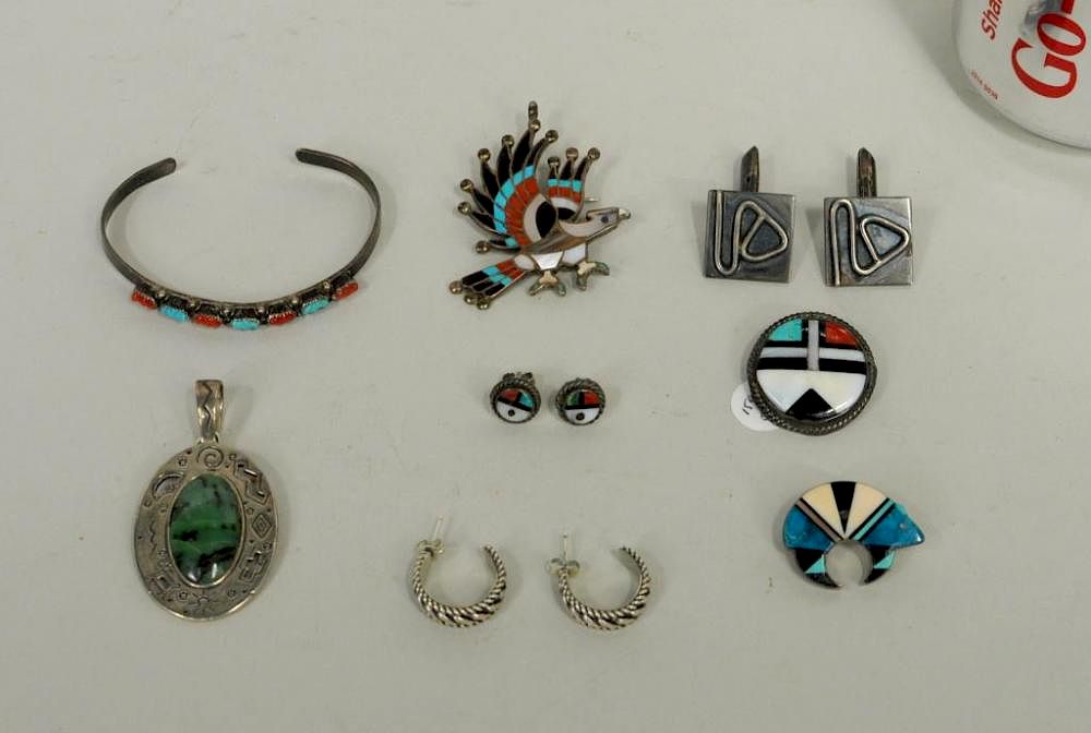 Appraisal: Group Sterling Silver Native American Jewelry Group of sterling silver