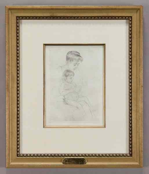 Appraisal: Mary Cassatt ''The Manicure'' drypoint on laidpaper Plate ''H x