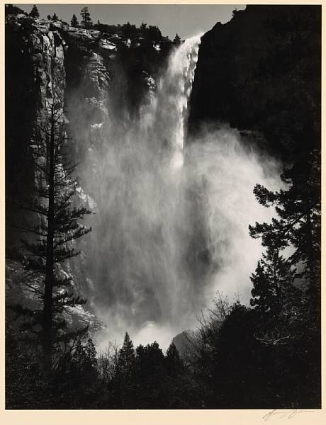 Appraisal: Ansel Adams American - Bridal Veil Falls Yosemite Valley Gelatin